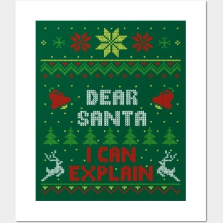 Dear Santa I Can Explain Ugly Christmas Sweater Style Posters and Art